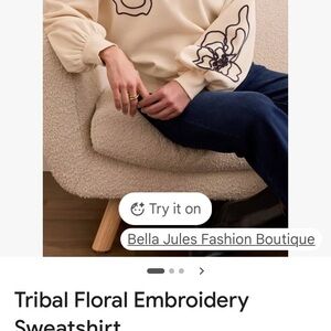 Tribal Floral Embroidered Sweatshirt
